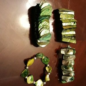Green mother of pearl bracelets